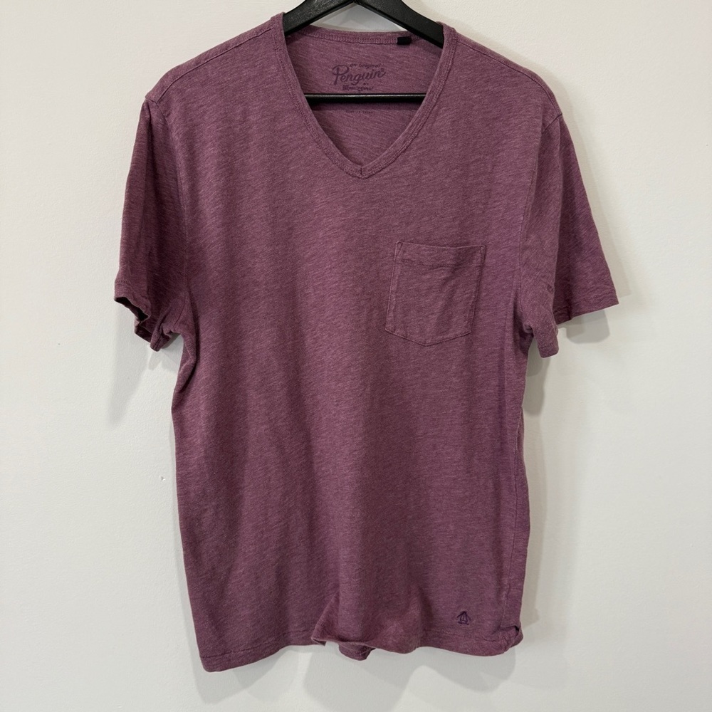 Original Penguin Men's Maroon V-Neck T-Shirt Size L